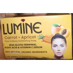 Lumine Carrot+Apricot face and body exfoliating soap with gluta-terminal kojic Acid and vitamin C Serum (Lumine)