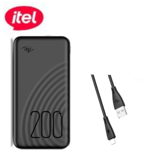 itel 20000mAh (74Wh) Star200 Power Bank – Dual USB Output, LED Flashlight, Fast Charging + Micro-USB Cable