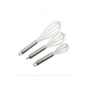 Stainless Steel Egg Whisk Set (3pcs) – Multi-Purpose Kitchen Balloon Whisks for Baking, Mixing & Cooking