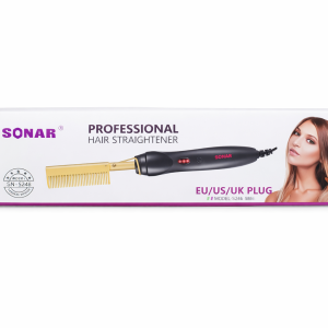 Professional Hair Straightener Comb – Fast Heating Electric Styling Brush EU/UK Plug